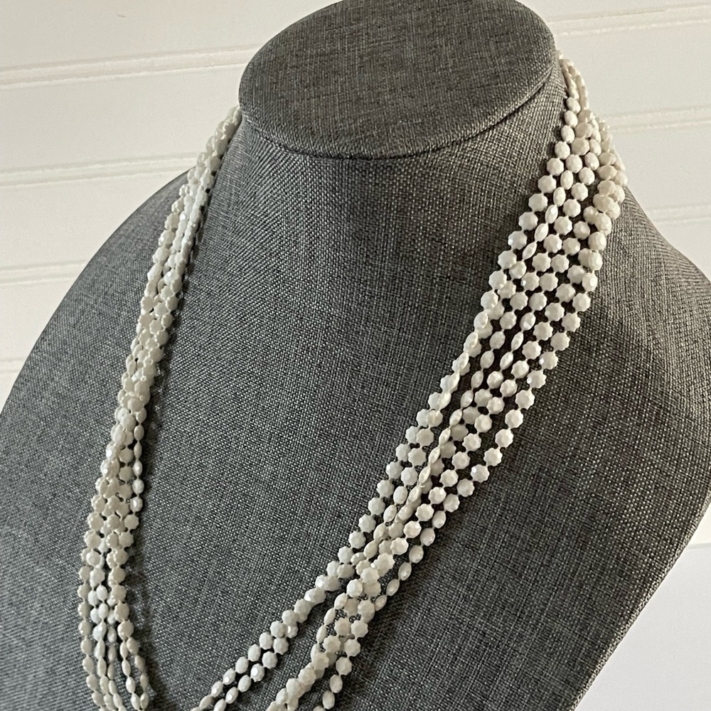 Vintage Womens Retro White Bead Wrap Necklace 52” Pin-Up - Picture 2 of 8